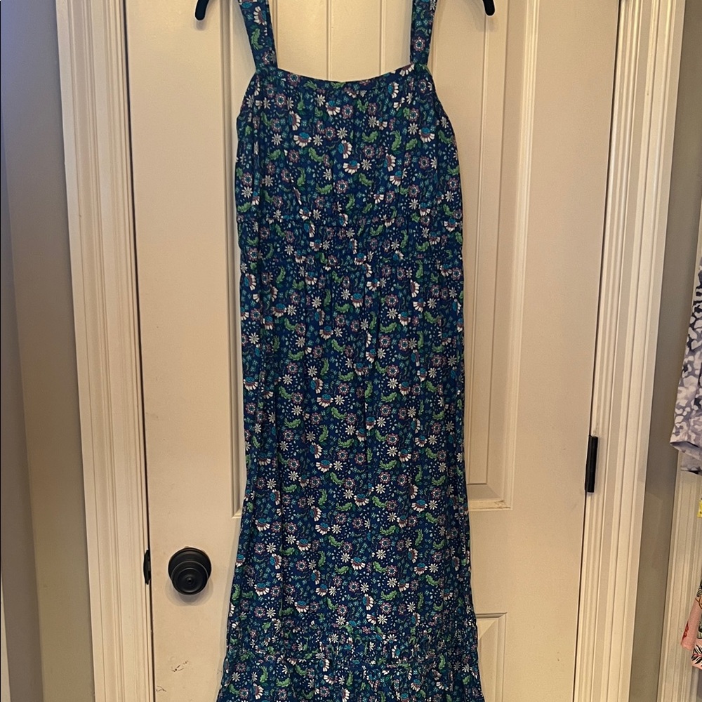 Floral Blue and Green Maxi Dress from Loft. Size Medium.